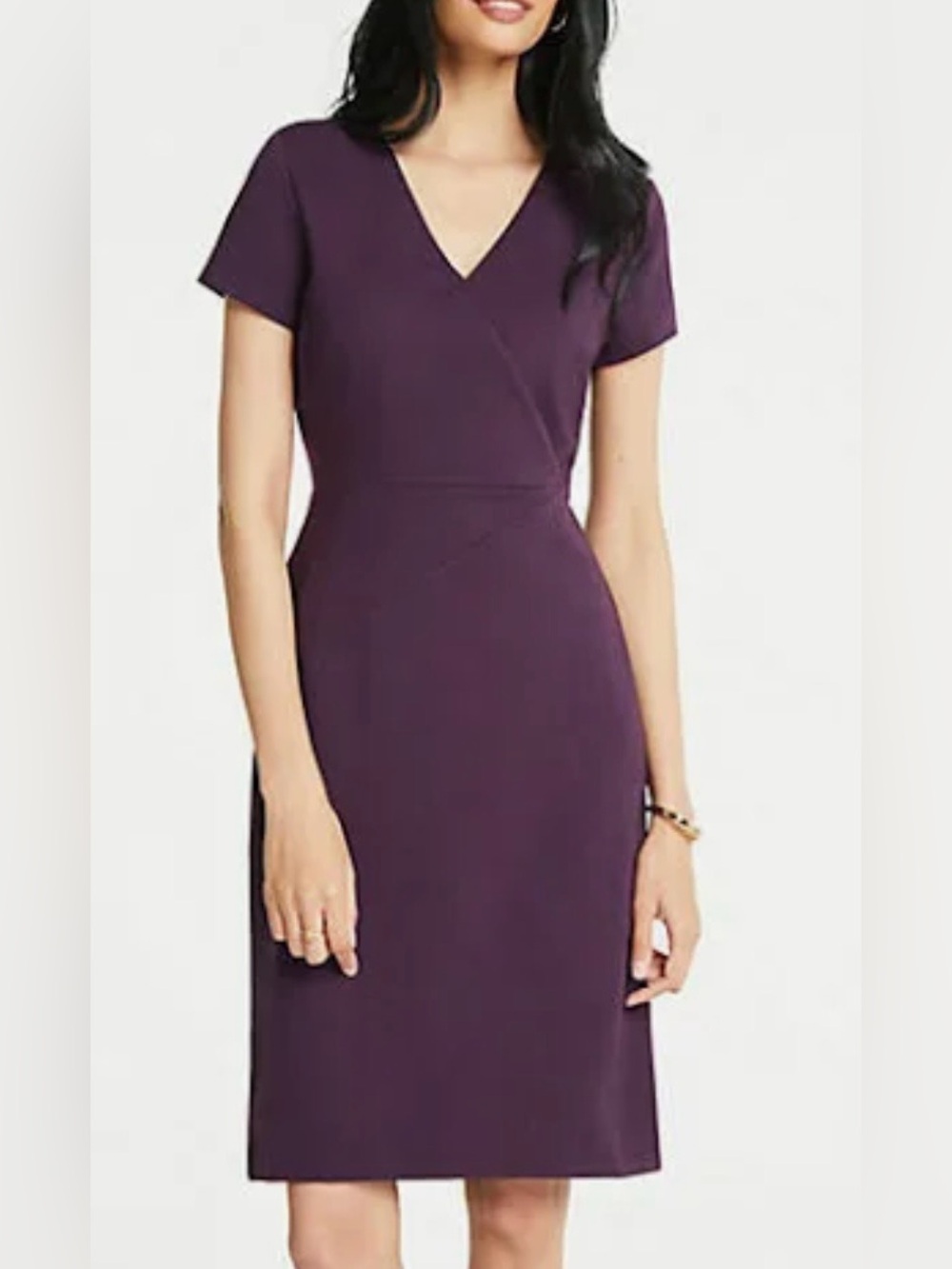 Ann Taylor Plum V-Neck Sheath Dress